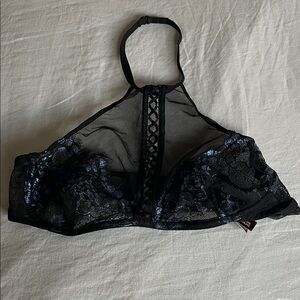 NWOT Victoria's Secret black mesh and lace mock neck bralette top size S
